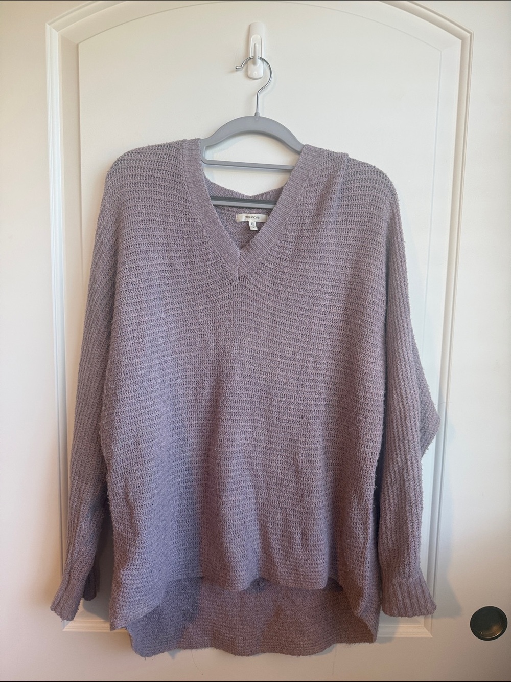 Maurices Lavender V-Neck Waffle Knit Sweater